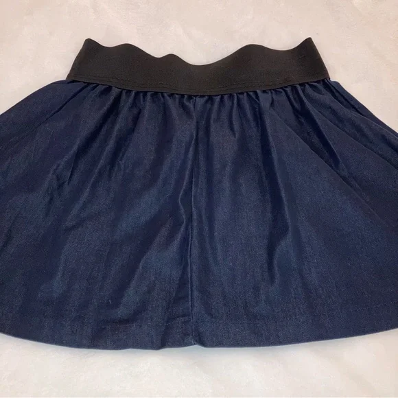 Miley Cyrus Max Azria Navy Blue Chambray Preppy Circle Skater Mini Skirt Medium - Picture 9 of 12